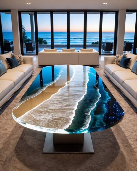 🌊 Experience pure relaxation with this ocean wave epoxy resin coffee table. The detailed waves and sandy shoreline create a tranquil and luxurious atmosphere. Perfect for coastal-themed interiors. Tap ❤ if you love ocean-inspired designs and follow us for more breathtaking resin creations! #resinart #coastalliving #interiorinspo #coffeetable #LuxuryFurniture #interiorinspiration #interiordecorating #tranquility #interiorstyle #decorating #interiør #woodwork #diningroom #homestyling #homeinte... Diy Epoxy Resin Projects, Diy Shelf Decor, Epoxy Resin Furniture, Epoxy Resin Dining Table, Epoxy Kitchen, Coastal Luxury, Resin Dining Table, Resin Coffee Table, Epoxy Resin Projects