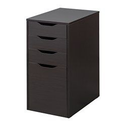 IKEA - ALEX, Drawer unit with 9 drawers, , High unit with many drawers means plenty of storage on minimum floor space.Drawer stops prevent the drawer from being pulled out too far. Alex Desk, Ikea Alex Drawers, Alex Drawer, Ikea Drawers, House Shopping, Ikea Alex, Custom Countertops, Ikea Desk, Sewing Room Organization