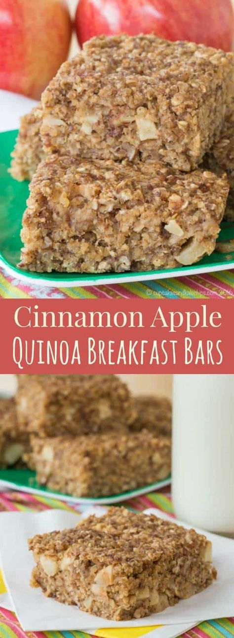 Apple Cinnamon Quinoa Breakfast, Apple Quinoa Breakfast, Apple Cinnamon Quinoa, Cinnamon Quinoa, Apple Quinoa, Quinoa Breakfast Bars, Breakfast Bars Healthy, Healthy Make Ahead Breakfast, Quinoa Breakfast