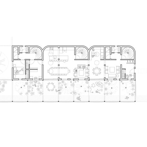 Level 1 Plan. ⁠ Green House, Cohousing for Boston⁠ ... #architecture #greenhouse #cohousing #Boston #Massachusetts #unitedstates #sharedliving #interiordesign #landscapearchitecture #community #CLT #timber #polycarbonate #greenhouse #greenliving #passivehouse #sustainability #sustainablearchitecture #spiralstairs #urbangarden #roofdeck #ADU #accessibility #accessibledesign #universaldesign #familybusiness #multigenerationalhousing #primary_projects Cooperative Living Architecture, Green Houses Ideas Greenhouse Plans, Floor Plans With Greenhouse, Co Housing Floor Plan, Community Kitchen Plan, Communal Kitchen Architecture, Cohousing Architecture Projects, Cohousing Plan, Greenhouse Floor Plan