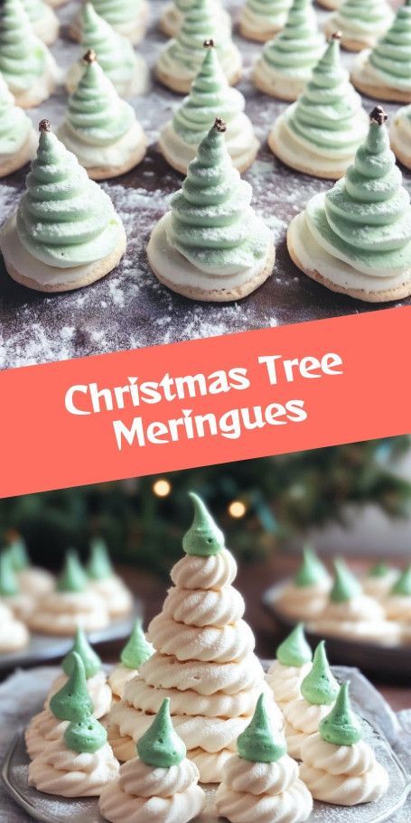 Christmas Tree Meringues: Festive Holiday Baking Delight Create a stunning and delicious holiday treat with Christmas Tree Meringues. Light and crispy, these charming creations are perfect for adding a festive touch to your holiday table or parties. Easy to make and fun to decorate, they’re sure to be a hit with kids and adults alike. Meringue Trees, Christmas Tree Dessert, Meringue Christmas, Tree Dessert, Easy Meringues, Christmas Tree Desserts, Jello Flavors, With Christmas Tree, Holiday Table