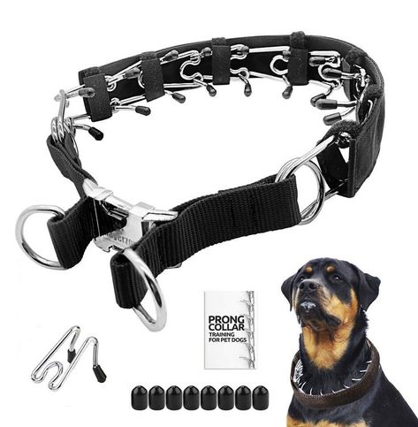 Mayerzon Prong Dog Training Collar with Protector, Steel Chrome Plated Dog Prong Collar, Pinch Collar for Dogs Prong Collar, Training Collar, Dog Training Collar, Quick Release Buckle, Dog Trainer, Dog Neck, Dog Life, Chrome Plating, For Dogs