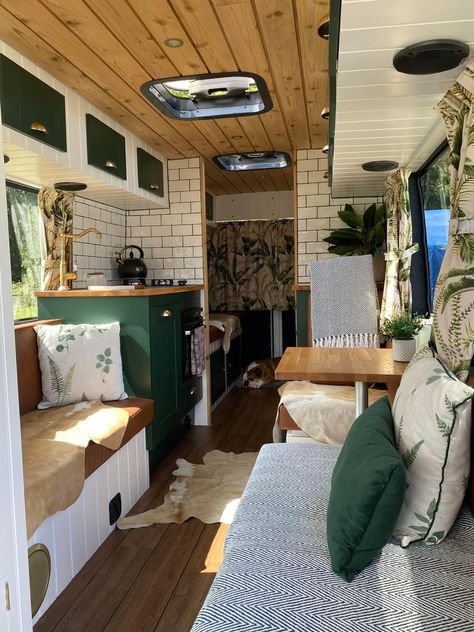 Green Vans, Camper Trailer Remodel, Trailer Remodel, Pretty Green, Camper Trailers, Camper Van, Caravan, Van Life, Dark Green