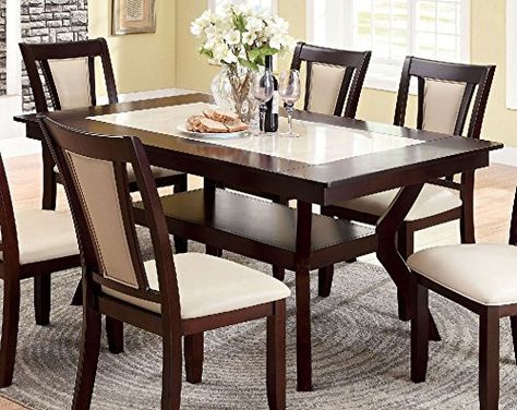 Furniture of America CM3984T Brent Rectangular Trestle Dining Table Brown Dining Room, Large Shelf, Marble Top Dining Table, Counter Height Dining Table, Large Shelves, Dining Room Set, Dining Table Marble, Glass Dining Table, Solid Wood Dining Table