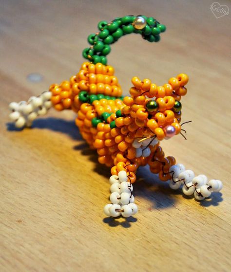 Bead Critters, Beaded Cat, Beaded Birds, Pony Bead Projects, Bead Animals, Beaded Dragonfly, Beaded Things, Pattern Images, Beaded Jewellery