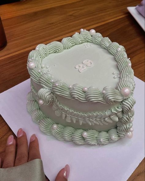 Birthday Cake Sage Green, Pink And Silver Cake, Sage Birthday Cake, Sage Green Heart Cake, Sage Green Birthday Party, Sage Green Cake, Hart Cake, 1st Year Cake, Green Birthday Cakes