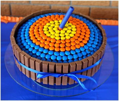 Nerf Storage, Nerf Cake, Birthday Cake Kids Boys, Party Birthday Cake, Nerf Birthday Party, Nerf Party, Wedding Chocolate, 9th Birthday Parties, 10th Birthday Parties