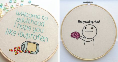 We Create Unapologetic Embroideries With Funny And Honest Quotes, And Here Are 40 Of The Best Ones | Funny embroidery, Funny hand embroidery, Funny embroidery patterns . #Easy_Funny_Embroidery #Swear_Word_Embroidery_Patterns #Inappropriate_Embroidery_Patterns #Snarky_Embroidery_Patterns Quotes About Embroidery, Swear Word Embroidery Patterns, Easy Funny Embroidery, Snarky Embroidery Patterns, Embroidery Sayings Funny, Embroidery Funny Sarcastic, Sassy Embroidery Patterns, Hand Embroidery Funny, Funny Embroidery Patterns Free