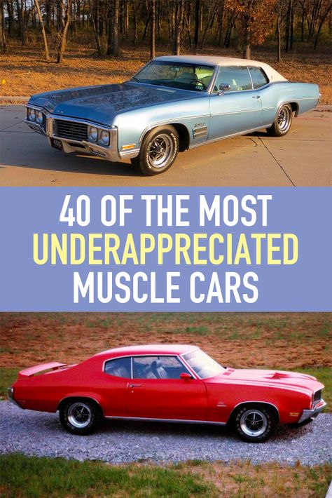 Most collectors seek out the usual suspects as they’re well-known, well-loved and iconic. But what about some of the lesser-known muscle cars? In a sea of Mustangs and Camaros, you can stand out from the crowd with a unique and misunderstood model from the era of muscle. Here are big-motor bruisers that will turn heads, burn rubber and stand out at a car show. 1970s Muscle Cars, Ford Muscle Cars, 1920 Cars, Cheap Muscle Cars, 34 Ford Coupe, Muscle Car Ads, Famous Vehicles, Old Chevy, Old School Muscle Cars