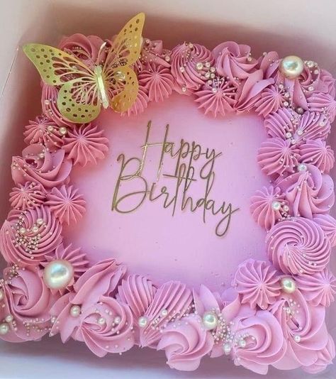 Cake With Cutout Design, Square Butterfly Cake, 80th Birthday Sheet Cake Ideas, Coolest Birthday Cakes, Cute Sheet Cake Designs, Pink Birthday Cakes For Women, Pink Sheet Cake Birthday, Pink Cake Ideas Birthday, Cute Sheet Cakes