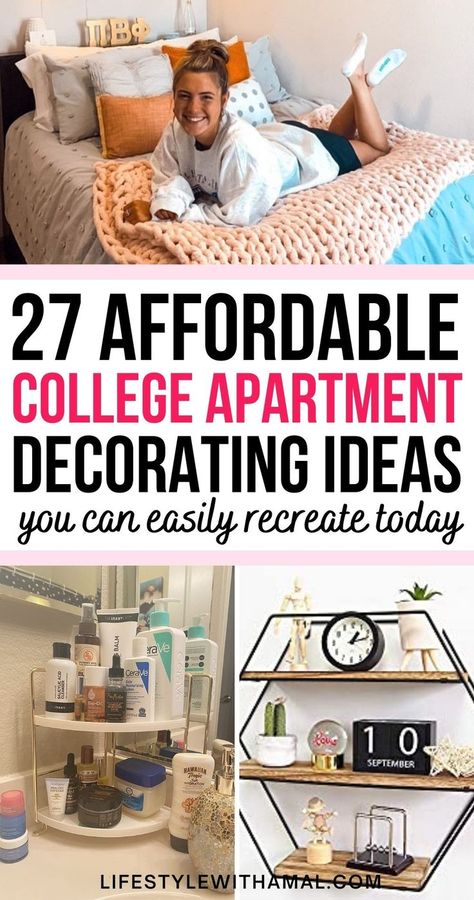 College Apartment Bedroom Ideas, Diy College Apartment Decor, College Apartment Bedroom, Pink Dorm Room Decor, College Apartment Diy, Apartment Bedroom Ideas, Pink Dorm Rooms, College Bedroom Apartment, College House Decor