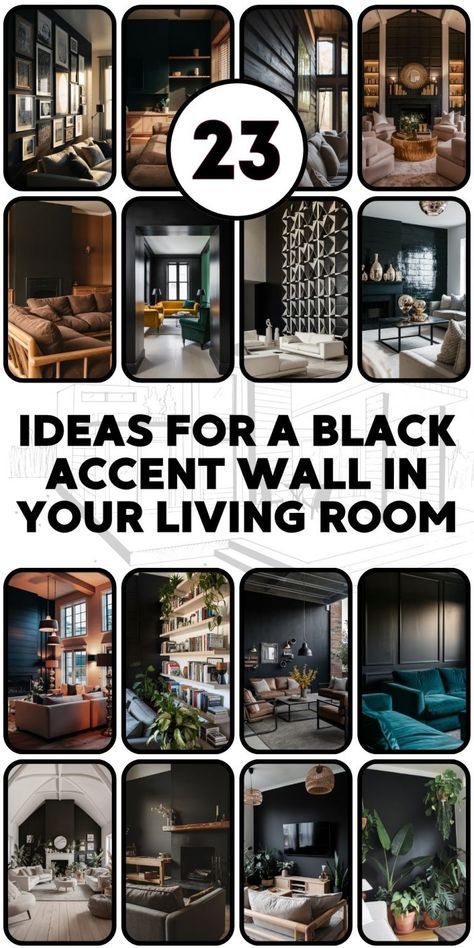 23 Stylish Ideas for a Black Accent Wall in Your Living Room: TV, Fireplaces, Farmhouse, and Boho Designs Black Accent Wall Living Room, Brown Couches, Spooky Facts, Black Accent Wall, Black Wainscoting, Farmhouse Vibes, Black Accent Walls, Glamour Decor, Black Fireplace