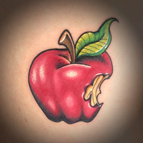 New School Color Apple Tattoo by Tony Medellin Apple Tattoo Ideas, Bad Apple Tattoo, Taz Tattoo, Apple Tattoo, Cousin Tattoos, Saved Tattoo, Tattoo Meaning, Tree Tattoo, Trendy Tattoos