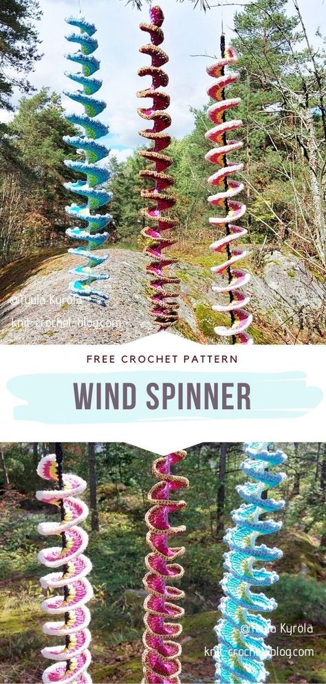 Crochet Summer Items, Unusual Crochet Projects, Summer Crochet Ideas To Sell, Crochet Wind Spinner, Summer Crochet Projects, Kids Crochet Patterns, Spiral Crochet Pattern, Wind Spinners Diy, Angels Crochet