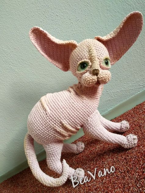 Crochet Cat Stuff, Crochet Sphynx Cat, Sphynx Cat Sweater Crochet Pattern, Cat Sweater Pattern, Amigurumi Cats, Sphynx Cat In Clothes, Sphynx Cat Clothes, Cat Patterns, Sphynx Cat Wearing Sweater