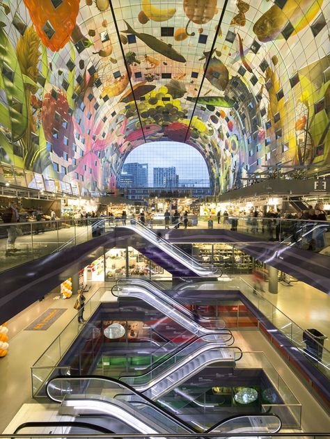 6 Years Ago, I Designed A Huge Digital Mural For Rotterdam's Markthal And It's Still The Craziest Project In My Career | Bored Panda Rotterdam Market, Crazy Roller Coaster, Large Mural, Sistine Chapel, World Images, Unique Buildings, Retro Futuristic, Real Estate Development, Modern Landscaping