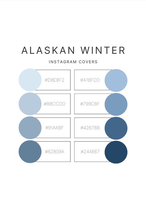 Color palette for Instagram cover; blue color palette; best color palette for winter; blue color palette for posting on social media--Instagram, Facebook, TikTok; with hex number codes Color Pallete Number, Winter Pantone Palette, Nordic Blue Color Palette, Color Palette Aesthetic Blue, Dusty Blue Hex Code, Winter Color Palette With Hex Codes, Blue Hex Codes Aesthetic, Blue Color Pallete Hex Code, Navy Hex Code