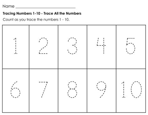 Tracing Numbers 1-10 for Kindergarten Letter Sounds Preschool, Trace Numbers, Number Tracing Worksheets, Shape Tracing, Color Worksheets For Preschool, Tracing Numbers, 20 Number, Free Printable Numbers, Numbers Worksheet