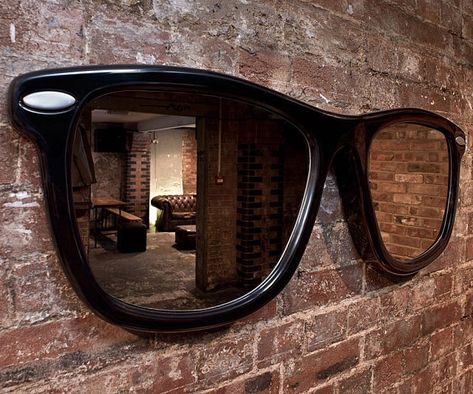 Giant Sunglasses Mirror Giant Sunglasses, Man Cave Must Haves, Mens Bathroom, Sunglasses Mirror, Check Yourself, Statement Mirror, Cool Tree Houses, Mirrored Aviator Sunglasses, Infinity Mirror