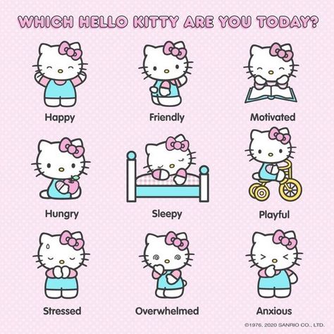 Hello Kitty Stickers, Hello Kitty Printables, Feelings Chart, Hello Kitty Themes, Kitty Images, Hello Kitty Characters, Cute Messages, Hello Kitty Pictures, Hello Kitty Plush