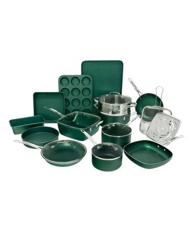 Emerald Green Non-Stick 20-Piece Cookware & Bakeware Set #zulily #zulilyfinds