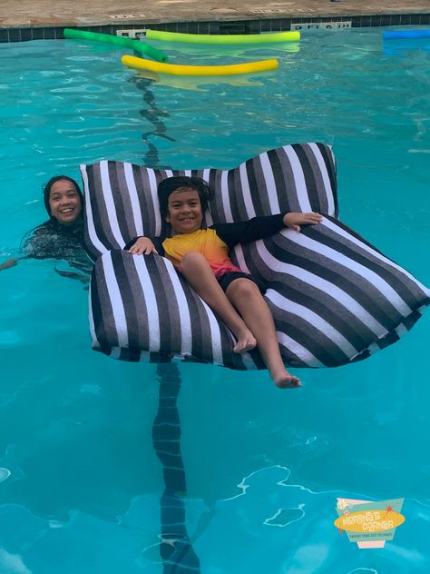 This DIY bean bag pool float is the most comfortable recreational flotation device I have ever used and it's easy to make! Bean Bag Filler, Diy Bean Bag, Flotation Device, Inflatable Float, Kids Climbing, Diy Swimming Pool, Cozy Seats, Diy Pool, Pool Bags