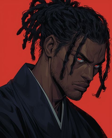 Black Dnd Characters, Dreadlocks Art, Afrofuturism Art, Black Anime Guy, African Artwork, Black Men Hairstyles, Black Cartoon Characters, Black Anime, Cartoon Man