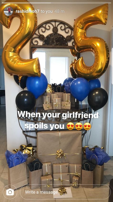 25 presents for his 25th birthday 26 Birthday Ideas For Him, 25th Birthday Ideas For Him, Boyfriends Birthday Ideas, Birthday 15, Birthday Surprises For Him, Surprise Gifts For Him, Surprise Boyfriend, 25th Birthday Parties, 25th Birthday Gifts