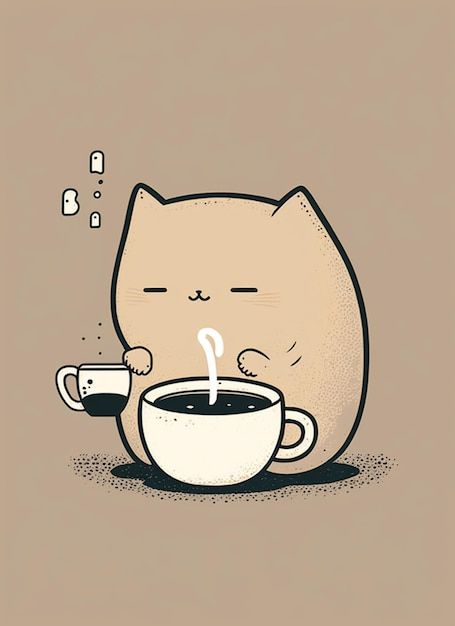 Gato de desenho animado bebendo café de ... | Premium Photo #Freepik #photo #cafe #cartoon #gato-desenho #pensamento Cafe Cartoon, Wallpaper Cafe, Cat With Coffee, Coffee And Cats, Cat And Coffee, Cartoon Mug, Coffee Cartoon, Coffee Gif, Cat Cartoon