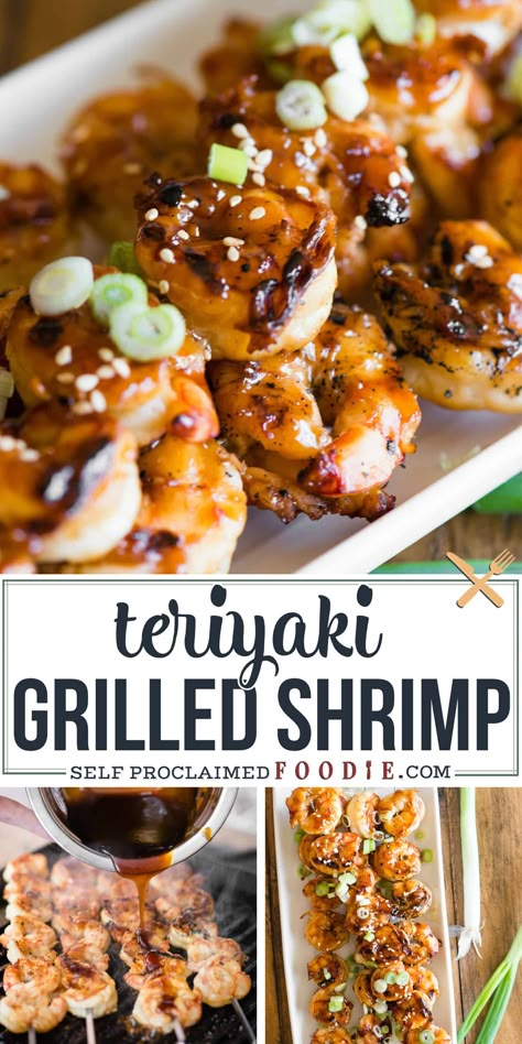 Flavorful Dinner Recipes, Grilled Shrimp Marinade, Peanut Slaw, Best Grilled Shrimp Recipe, Easy Grilled Shrimp Recipes, Shrimp Skewer Recipes, Teriyaki Shrimp, Shrimp Marinade, Sticky Sauce