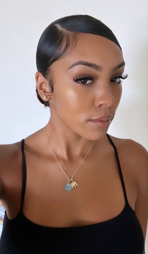 Low Side Part Bun, Side Swoop Low Bun, Side Slick Bun, Slick Back Hairstyles Black Women, Side Part Bun, Low Side Bun, Relaxed Hairstyles, Natural Hair Bun Styles, Low Bun Hairstyles