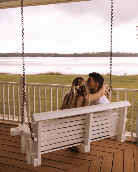 You feel like home to me.🏠 👣 ☕️ @mollyherriphoto took us to her family lake house for this shoot and it was giving all of the home-y cozy feels! Not to mention, the dock and lake view was incredible! 😍 Model couple, Model Couple, Models, Couple, Porch Swing, Romantic, Young love, Photography, Content Creators #modelcouple #explorepage #explore #couple #couplegoals #coupleinspiration #modelcouple #couplemodels #love #inlove #storytelling #florida #fl #tampa #orlando #travelcouple #contentc... Meet Me At The Lake Aesthetic, Porch Swing Aesthetic, Couple On Porch, Lake Couple Aesthetic, Porch Photoshoot, Couple Swinging, Kat Singleton, Forever Aesthetic, Family Lake House