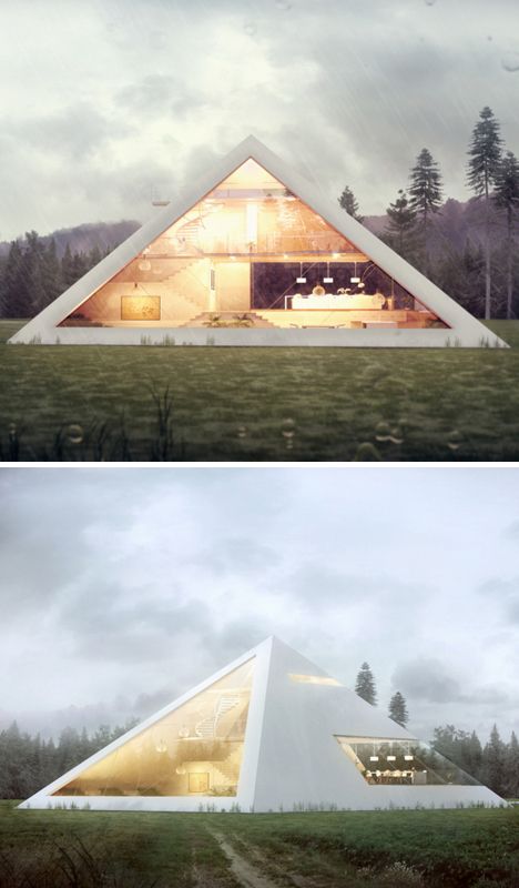 Futuristic Pyramid House Fit for an Ultra-Modern Pharaoh [Futuristic Architecture: http://futuristicnews.com/category/future-architecture/] Pyramid House, Architecture Cool, Futuristic Home, Unusual Homes, Modern Architecture House, Inside And Outside, Architecture Exterior, Futuristic Architecture, Beautiful Architecture