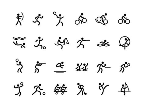 Olympic and Asian Games Sport Icons by Conania Olympic Icons, Pictogram Design, Event Logo, Asian Games, Sport Illustration, Sport Icon, Olympic Sports, Logo Mockup, 로고 디자인