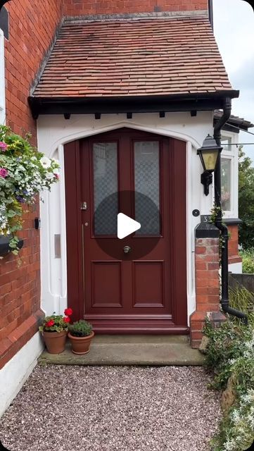 Rust-Oleum UK on Instagram: "Finding it hard to choose a colour for your front door? Say hello to Valentina 👋

This dark cherry red with a brown undertone is a real crowd pleaser and will confidently add kerb appeal to your home exterior. 

🎥 @homesweetholmedale 

#makeitrustoleum #tranformation #frontdoor" Maroon Front Door, Dark Cherry Red, Red Front Door, Kerb Appeal, Home Exterior, Rust Oleum, House Diy, Crowd Pleaser, Brick Red