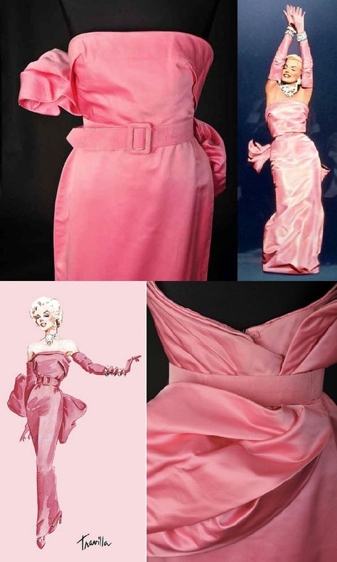 Marilyn Monroe's pink dress from Gentlemen Prefer Blondes 1953 Marilyn Monroe Pink Dress Costume, Gentlemen Prefer Blondes Costumes, Marlyne Monro Dresses, Marylin Monroe Pink Dress, Marilyn Monroe Photoshoot, Marilyn Monroe Pink Dress, Gentleman Prefer Blondes, Drag Clothing, Marilyn Monroe Outfits