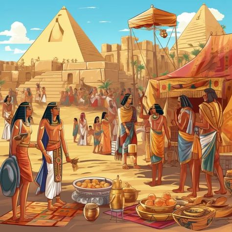 Egyptian Village, Ancient Egypt Culture, Egypt Civilization, Ancient Civilisation, Ancient Palace, Village Drawing, Egyptian Era, Life In Egypt, Sphinx Cat