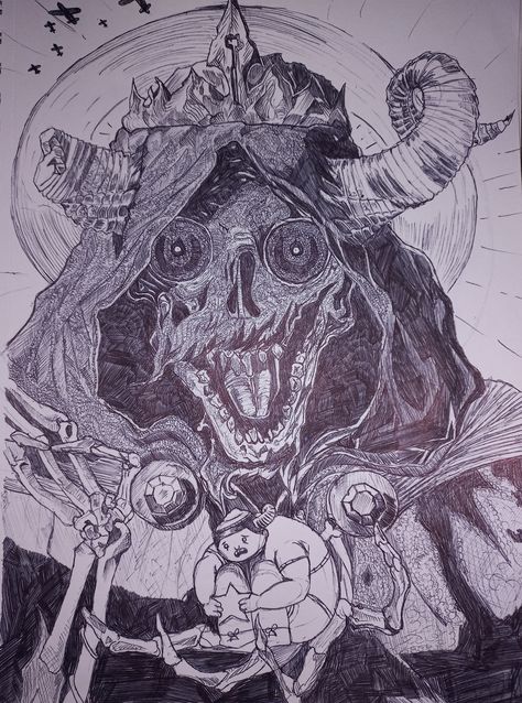 The Lich Drawing, Lich King Adventure Time, Lich Drawing, The Lich Adventure Time, Adventure Time Drawings, Scary Drawings, Lich King, Time Icon, Cartoon Series