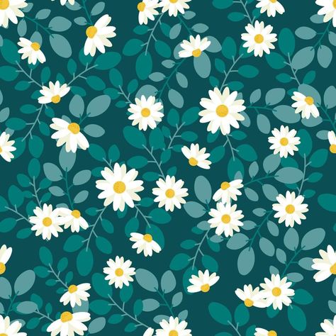 Freepik Pattern, Flat Flowers, Planter Designs, Daisy Flower Pattern, Mint Green Flowers, White Daisy Flower, Mushroom Wallpaper, Mom Bag, Daisy Art