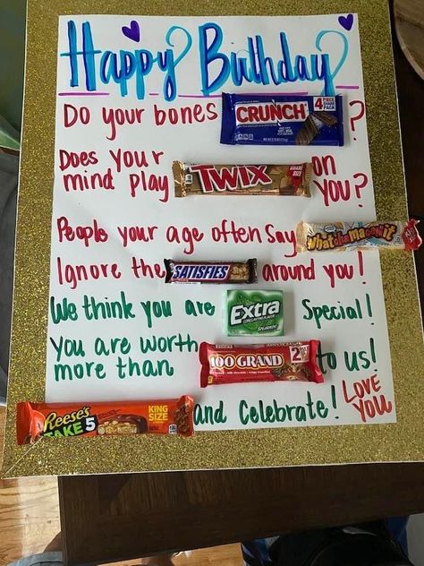 Turning 65 Candy Bar Poster, Candy Bar Cards, Candy Birthday Cards, Candy Posters, Candy Messages, 65 Birthday, Birthday Survival Kit, Homemade Birthday Gifts, 50th Birthday Gag Gifts