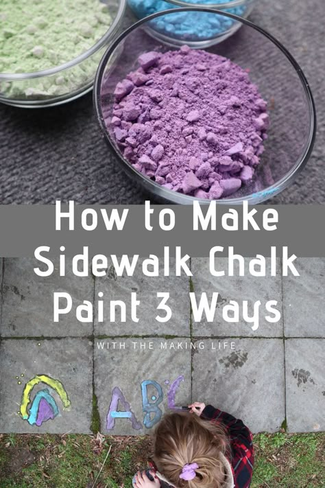 Chalk Activities For Kids, Sidewalk Paint Recipe, Sidewalk Chalk Activities, Sidewalk Chalk Recipe, Chalk Paint Recipes, Homemade Sidewalk Chalk, Chalk Activities, Sidewalk Chalk Paint, Diy Chalk Paint Recipe