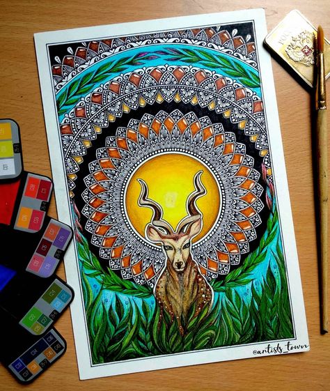 Colour Pencil Mandala Art, Colour Full Mandala Art, Nature Mandala Drawing, Mandala Painting Canvases, Mandala Art Design Creative Beautiful, Dream Catcher Mandala Art, Colorful Mandala Art, Easy Mandala Drawing, Boho Art Drawings