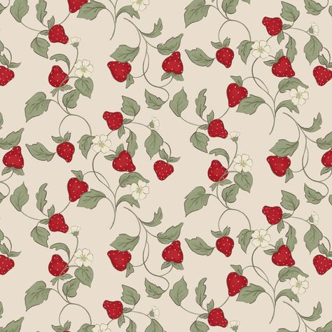 Little strawberry pattern design 🍓 Depop Listing, Strawberry Cottagecore, Strawberry Prints, Cottagecore Pattern, Strawberry Illustration, Strawberry Wallpaper, Strawberry Background, Bobbie Goods, Strawberry Pattern