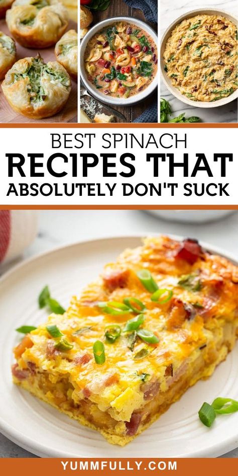 Best Spinach Recipes That Absolutely Don't Suck - Yummy and fully Best Spinach Recipes, Leafy Greens Recipes, Baby Spinach Recipes, Creamy Chicken Dish, Resep Vegan, Spinach Quiche Recipes, Slow Cooker Ground Beef, Heart Healthy Recipes Low Sodium, Recipes Low Sodium