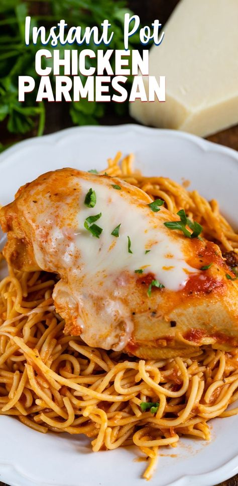 Instant Pot Chicken Parmesan Instant Pot Chicken Parmesan, Healthy Chicken Parmesan, Chicken Parmesan Recipe, Crazy For Crust, Parmesan Recipe, Easy Chicken Parmesan, Instant Pot Recipes Chicken, Instant Pot Dinner Recipes, Easy Instant Pot Recipes