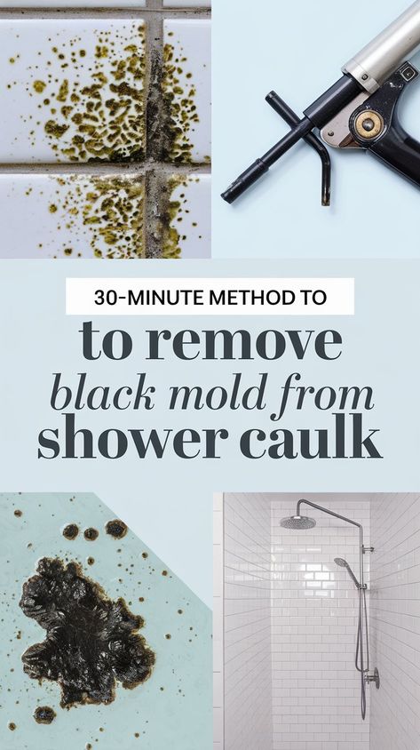 30-Minute Method To Remove Black Mold From Shower Caulk - 101CleaningTips.net Mold Remover Bathroom Caulk, Shower Grout Cleaner Diy Remove Mold, How To Clean Black Mold, Shower Grout Cleaner, Black Mold In Shower, Grout Cleaning Diy, Remove Mold From Shower, Black Mold Removal, Raspberry Jello Salad