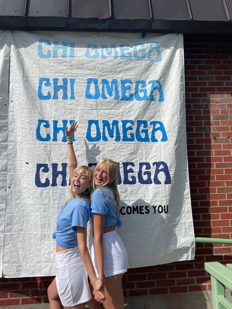 Make A Wish Banner Chi Omega, Chi Omega Banner Ideas, Sorority Banners Recruitment, Sorority Recruitment Banners, Recruitment Banner, Sorority Recruitment Themes, Banner Inspiration, Recruitment Themes, Recruitment Ideas