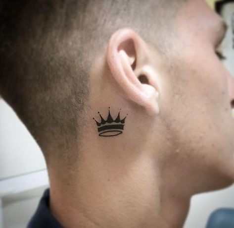 Crown Tattoo On Hand Meaning Crown Tattoo Behind Ear, Tatoo Crown, Crown Neck Tattoo, Crown Hand Tattoo, Simple Crown Tattoo, Crown Tattoo Men, King Crown Tattoo, Small Crown Tattoo, Best Neck Tattoos