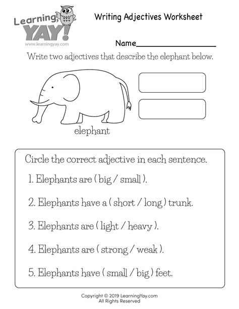 Worksheets 1st Grade, Adjectives Worksheet, Creative Writing Worksheets, English Grammar For Kids, English Adjectives, Adjective Worksheet, Describing Words, First Grade Lessons, Grammar For Kids