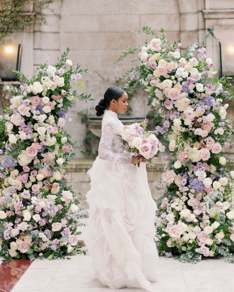 An asymmetrical arch is the perfect backdrop to your vows. Not only is this a statement design that will create a beautiful display for your ceremony, it is also the perfect place for those all important couple and family portraits. ​​​​​​​​ ​​​​​​​​ Would you consider an asymmetrical arch for your wedding ceremony? I just adored this flower-heavy design filled with roses, hydrangeas and delphiniums!​​​​​​​​ ​​​​​​​​ Photography @camillajoyphotography​​​​​​​​ Venue @dartmouthhousemayfair​​​​​... Floral Arch Wedding, London Wedding Venues, London Bride, Floral Arch, London Wedding, Delphinium, Rose Wedding, Wedding Florist, Wedding Arch